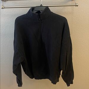 SKIMS 1/4 Zip Pullover Crop Sweatshirt Black Women’s XL